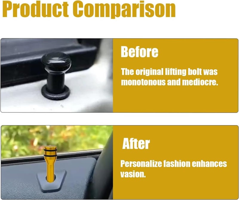 ZIMISI 4PCS Car Door Lock Knobs, 1.93" x 0.47" Safety Door Lock Cover, Aluminum Alloy Car Inner Door Pull Pins Replacement, Door Lift Bolt Decorative Accessory for Cars, SUVs, Trucks (Gold) - Image 3
